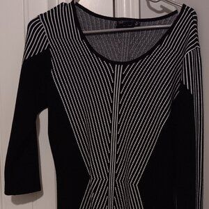 Just Taylor Black & White Geometric Bodycon Knit Dress Sz 8